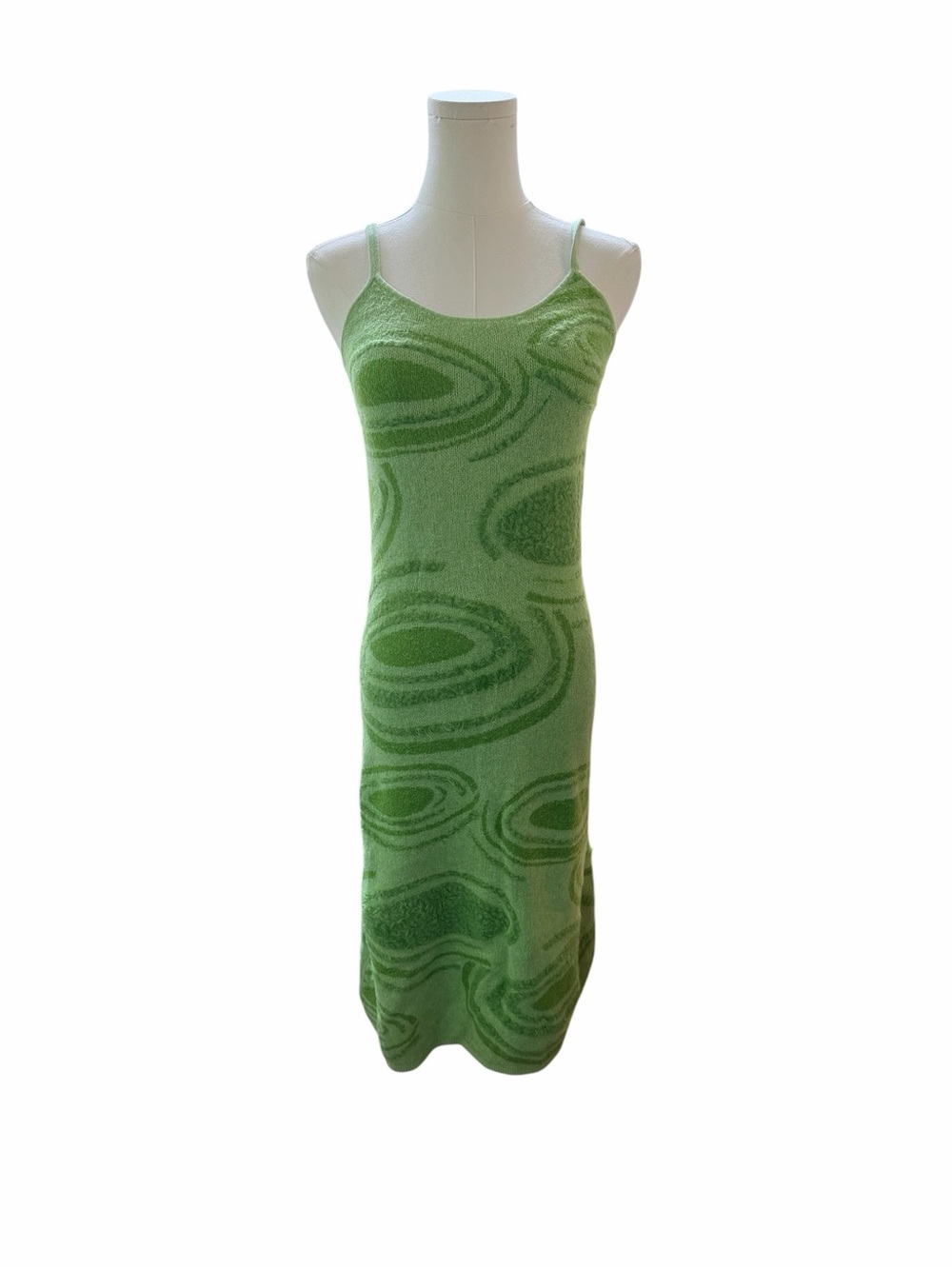 House of Sunny Green Swirl Knit Midi Dress Cut Out Back Y2K Size 4